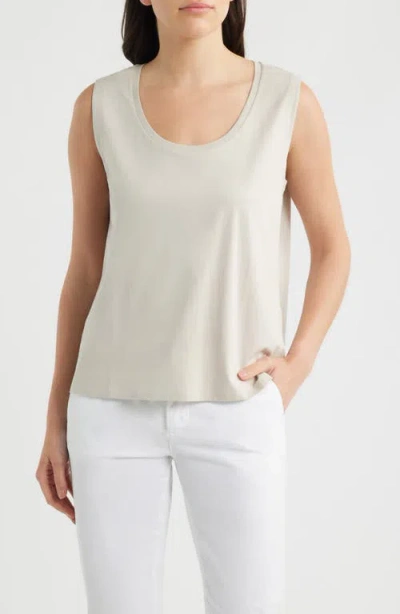 Eileen Fisher Scoop Neck Organic Cotton Tank In Neutral