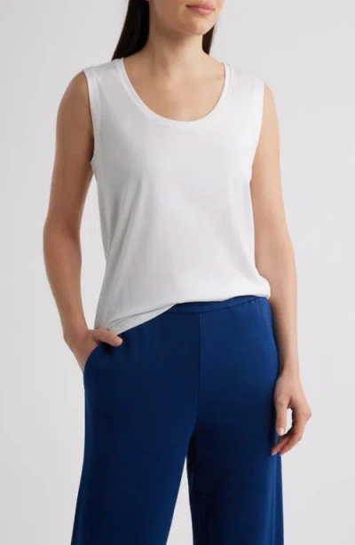 Eileen Fisher Scoop Neck Organic Cotton Tank In White