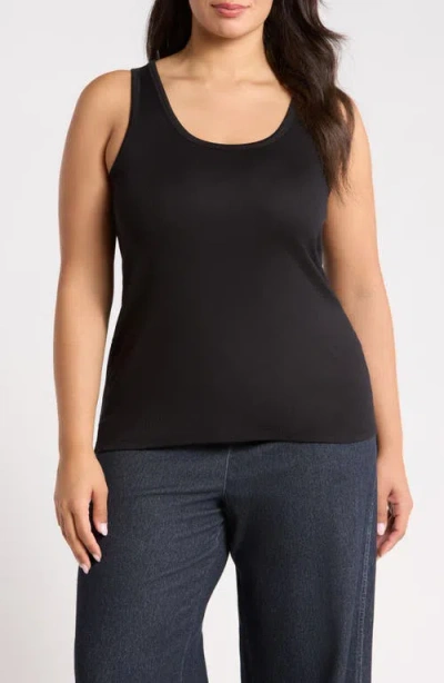 Eileen Fisher Scoop Neck Rib Tank In Blue