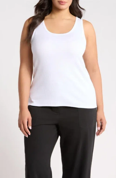 Eileen Fisher Scoop Neck Rib Tank In Black