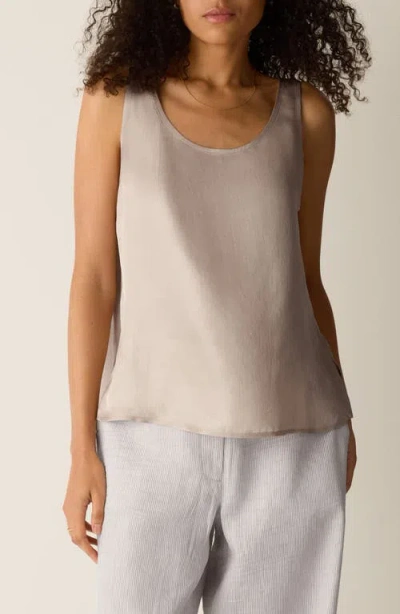Eileen Fisher Scoop Neck Satin Tank In Multi