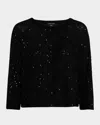 Eileen Fisher Scoop-neck Sequin Merino Wool Sweater In Black