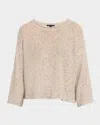 Eileen Fisher Scoop-neck Sequin Merino Wool Sweater In Chalk