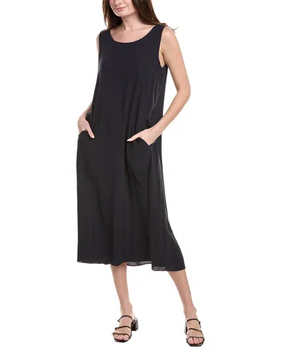 EILEEN FISHER EILEEN FISHER SCOOP NECK SILK FLARE DRESS