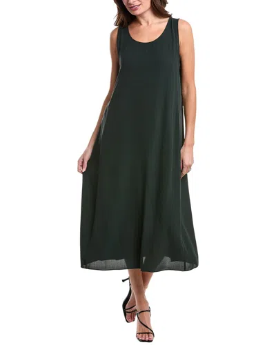 Eileen Fisher Scoop Neck Silk Flare Dress In Green