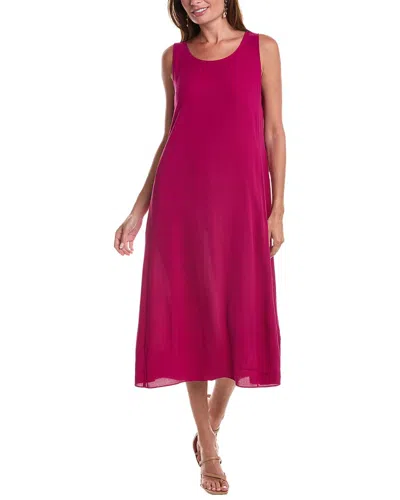 Eileen Fisher Scoop Neck Silk Flare Dress In Azalea