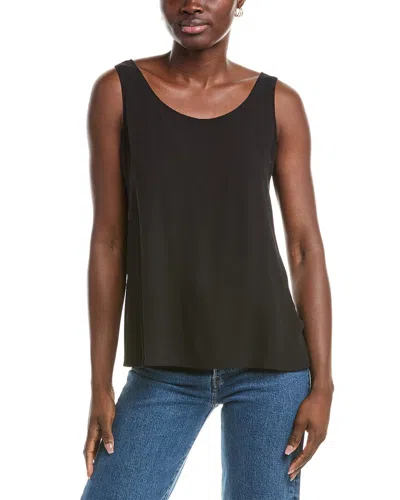 Eileen Fisher Scoop Neck Silk Tank In Black