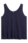 Eileen Fisher Scoop Neck Silk Tank In Ink