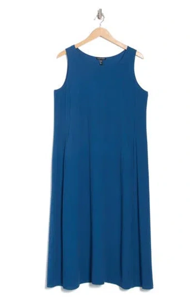 Eileen Fisher Scoop Neck Sleeveless Silk Dress In Green