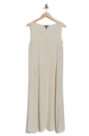 Eileen Fisher Scoop Neck Sleeveless Silk Dress In Gray
