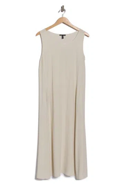 Eileen Fisher Scoop Neck Sleeveless Silk Dress In Gray
