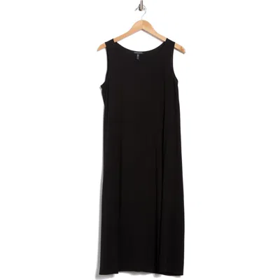 Eileen Fisher Scoop Neck Sleeveless Silk Shift Dress In Black
