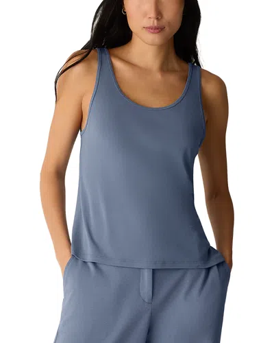 Eileen Fisher Stretch Silk Jersey Scoop Neck Tank In Blue