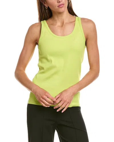 Eileen Fisher Slim Fit Scoop Neck Stretch Cotton Tank In Green