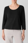 Eileen Fisher Stretch Jersey Knit Scoop Neck Top In Black