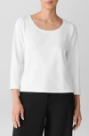 Eileen Fisher Stretch Jersey Knit Scoop Neck Top In White