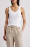 Eileen Fisher Scoop Neck Stretch Organic Cotton Tank In White