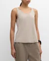 EILEEN FISHER SCOOP-NECK STRETCH SILK JERSEY TANK