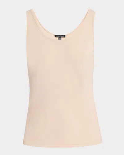 Eileen Fisher Scoop-neck Stretch Silk Jersey Tank In Wheat