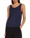 Eileen Fisher Scoop-neck Stretch Silk Jersey Tank In Blue