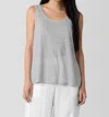 Eileen Fisher Scoop Neck Tank In White Black In Gray
