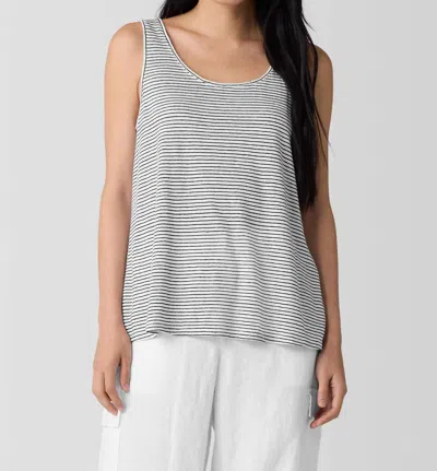 Eileen Fisher Scoop Neck Tank In White Black