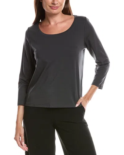 Eileen Fisher Scoop Neck Top In Black