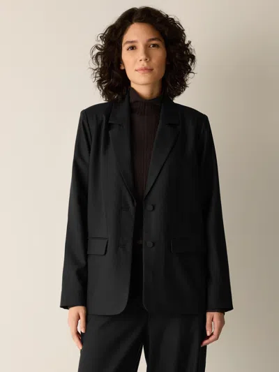 Eileen Fisher Seasonless Wool Long Blazer In Black