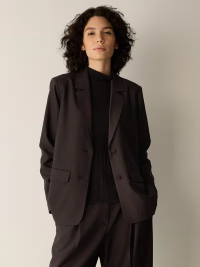 Eileen Fisher Seasonless Wool Long Blazer In Coffee