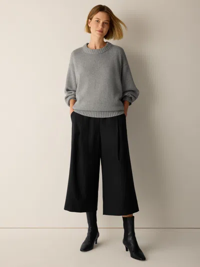 Eileen Fisher Seasonless Wool Pleated Culotte In Black