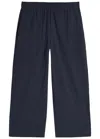 Eileen Fisher Seersucker Cropped Trousers In Blue