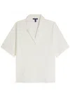 Eileen Fisher Notch Collar Stretch Organic Cotton Button-up Shirt In White