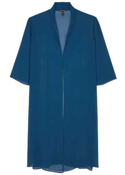 Eileen Fisher Semi-sheer Silk Jacket In Blue