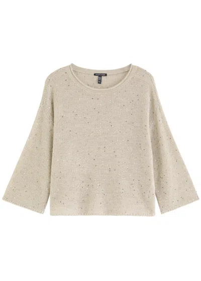 Eileen Fisher Sequin-embellished Wool Jumper In Off White