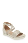 Eileen Fisher Shea Metallic Crisscross Comfort Sandals In Platinum