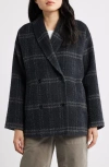 Eileen Fisher Shawl Collar Short Coat In Gray