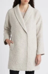 Eileen Fisher Shawl-collar Curly Alpaca Coat In Almond