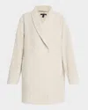 Eileen Fisher Shawl-collar Curly Alpaca Coat In Almond