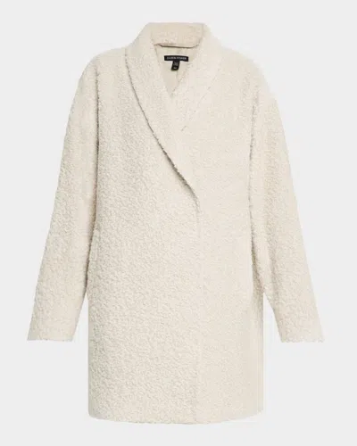 Eileen Fisher Shawl-collar Curly Alpaca Coat In Almond