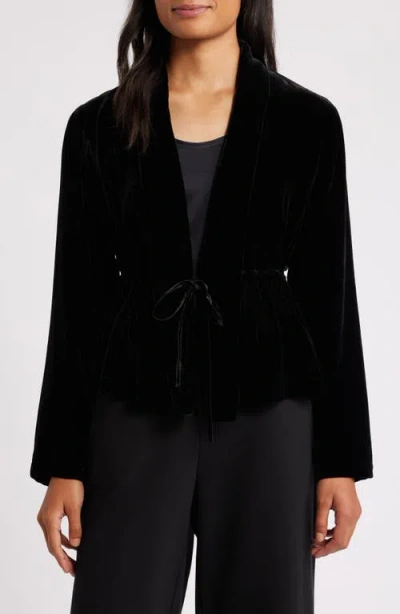 Eileen Fisher Shawl Collar Velvet Jacket In Black