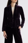 Eileen Fisher Shawl Collar Velvet Jacket In Violet