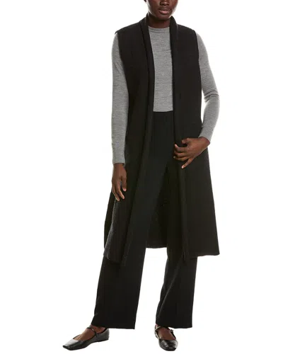 Eileen Fisher Shawl Wool Vest In Black