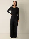 Eileen Fisher Sheer Cotton Blend Knit Round Neck Tee In Black