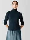 Eileen Fisher Sheer Knit Turtleneck Top In Blue