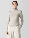 Eileen Fisher Sheer Knit Turtleneck Top In Neutral