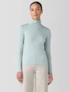 Eileen Fisher Sheer Knit Turtleneck Top In Blue