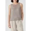 Eileen Fisher Sheer Organic Linen Sleeveless Sweater In Natural