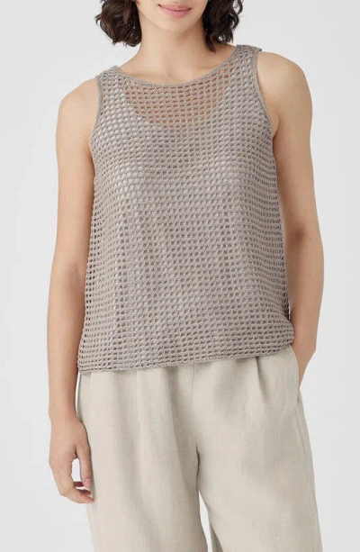 Eileen Fisher Sheer Organic Linen Sleeveless Sweater In Natural