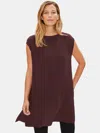 Eileen Fisher Sheer Silk Georgette Cap-sleeve Tunic In Brown
