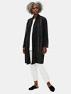 Eileen Fisher Sheer Silk Georgette High Collar Jacket In Black